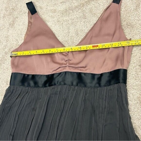 Zara silk satin V-neck sleeveless pleated tiered layered dress Sz  L pink gray - Picture 13 of 15
